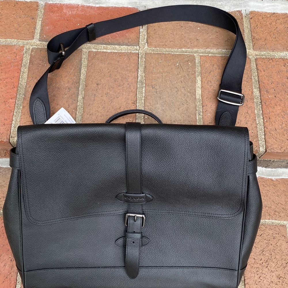 Black Leather Coach Messenger Bag NWT